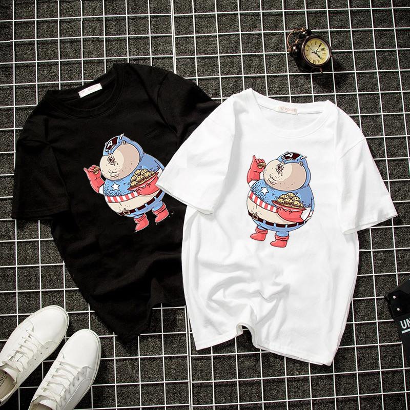 Áo thun unisex form rộng đội trưởng mỹ mập Hàn Quốc vải dày mịn 2019T2036