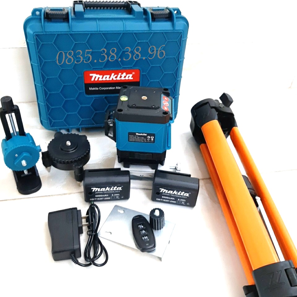 Máy Bắn Cốt 12 Tia Xanh Máy Cân Bằng Laser Ma kita Điều Khiển Từ Xa, 2 Pin Sạc, Tặng Kèm Chân Trụ 1m2