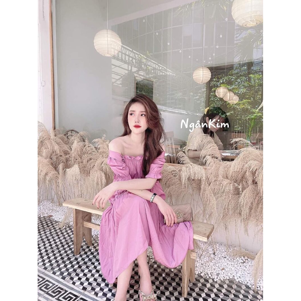 VÁy trễ vai baby doll tầng mặc đc 2 kiểu