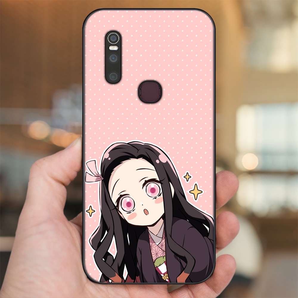 Ốp lưng Vivo V15 viền đen in hình Nezuko Kimetsu no Yaiba