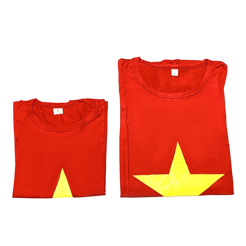 Combo 1 Áo Cờ Đỏ Sao Vàng Trẻ Em + Áo Cờ Người Lớn Cotton Cao Cấp Ocean Uniform