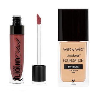 Combo Kem Nền Cho Lớp Nền Hoàn Hảo Wet N Wild PhotoFocusFoundation30ml#Soft Beige+Son Kem Lì Wet n Wild#925B GiveMeMocha
