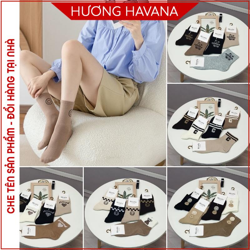 Set 5 đôi tất nữ cổ dài họa tiết cute cất cotton lì dày đẹp - nhiều mẫu FPT28