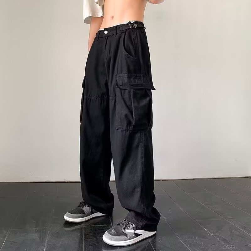 quần túi hộp nam unisex Quần ống rộng retro đen trắng quần baggy nam trẻ tuổi quần thể thao nam dài chất đũi cao cấp quần ống suông phong cách Hàn Quốc quần jogger