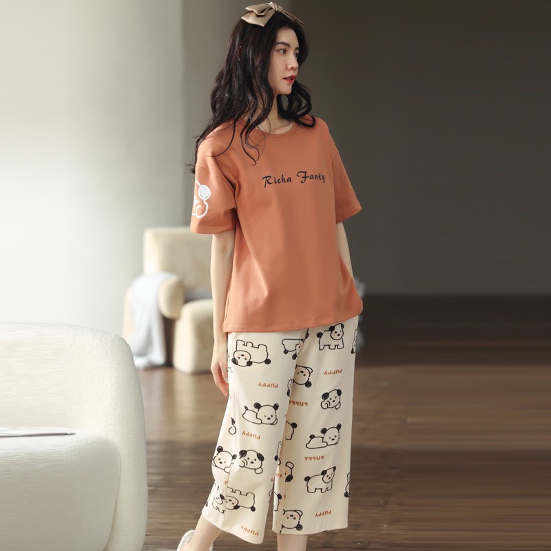 Bộ mặc nhà cotton lửng cao cấp 2022 Richa Fanty
