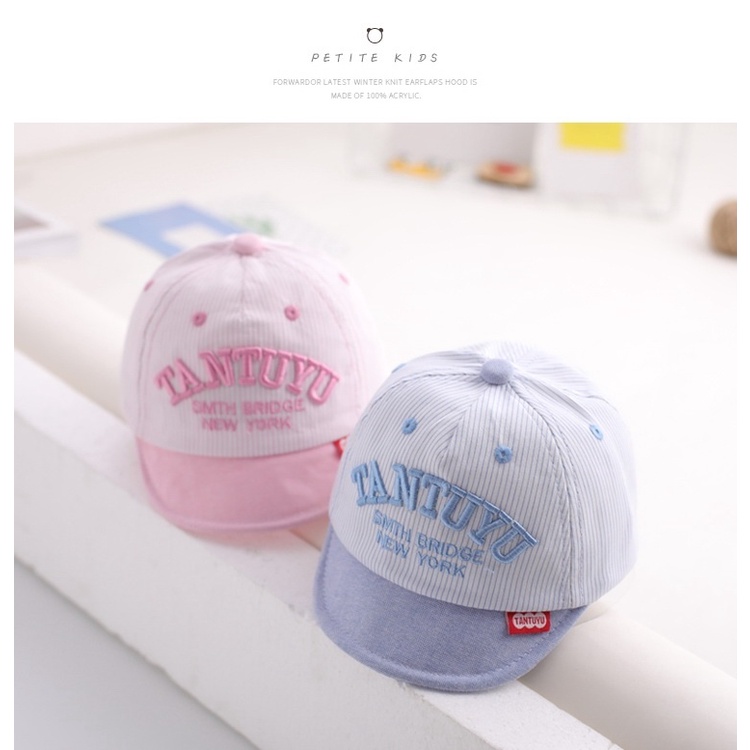 Mũ lưỡi trai cho bé  kẻ sọc thêu chữ thời trang phong cách hàn quốc cho bé 3-12 tháng