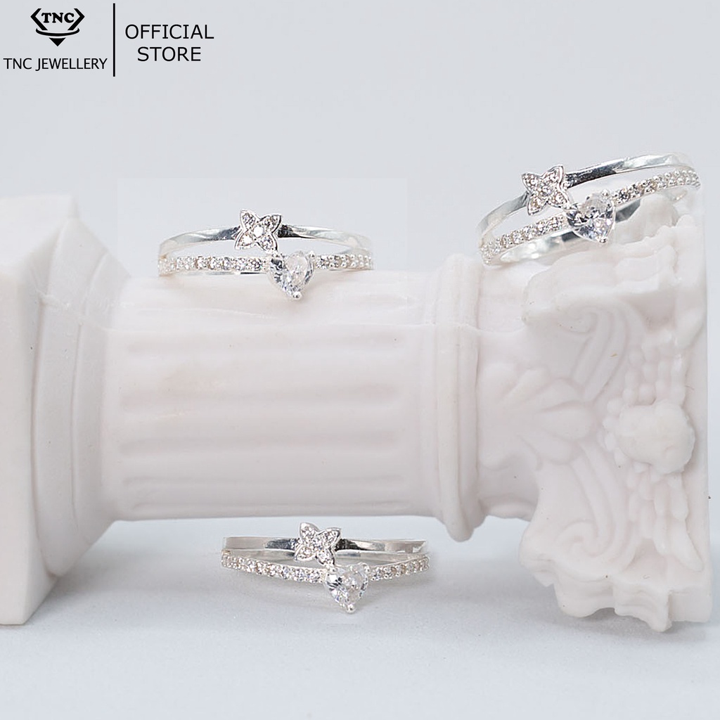 Nhẫn Bạc Nữ Đá Trái Tim Kép-Trang Sức TNC JEWELLERY