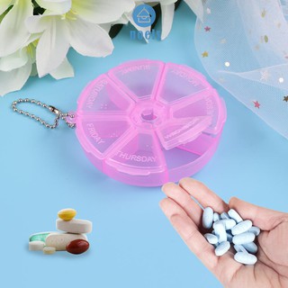 Ready 7 Day Weekly Round Drug Tablet Pill Box Medicine Splitters Case ♥noel✧Home living