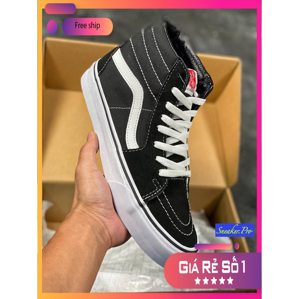 Giày thể thao VANS Sk8 Hi đen cổ cao siêu hot, siêu bền dành cho nam và nữ (FULLBOX)