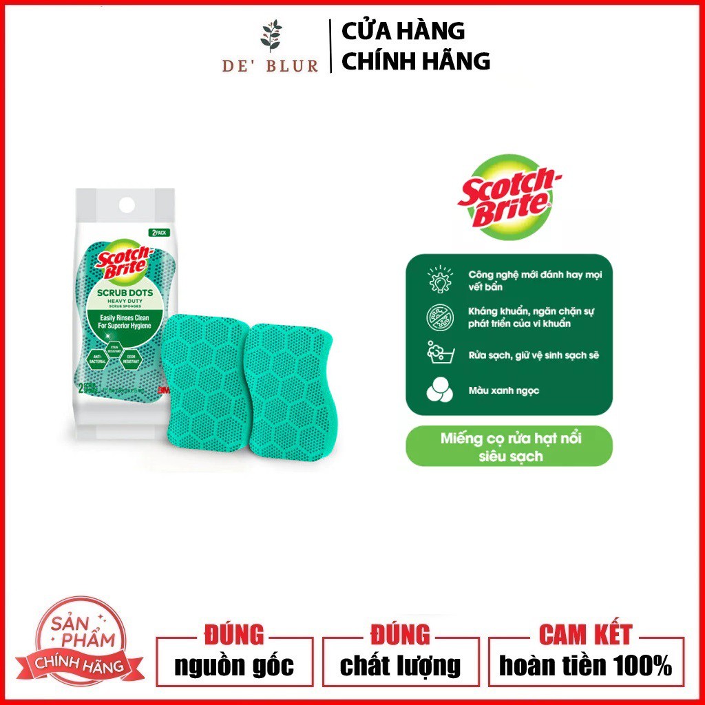 Combo 2 Miếng rửa chén Scotch Brite (Cót rai) 3M 2950 Hạt Nổi Siêu Sạch