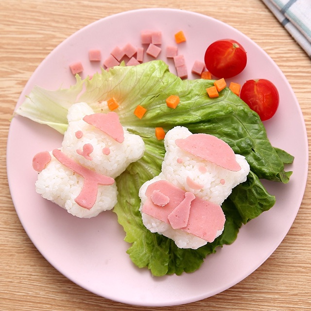 Bộ khuôn Bento thỏ hồng gấu nâu