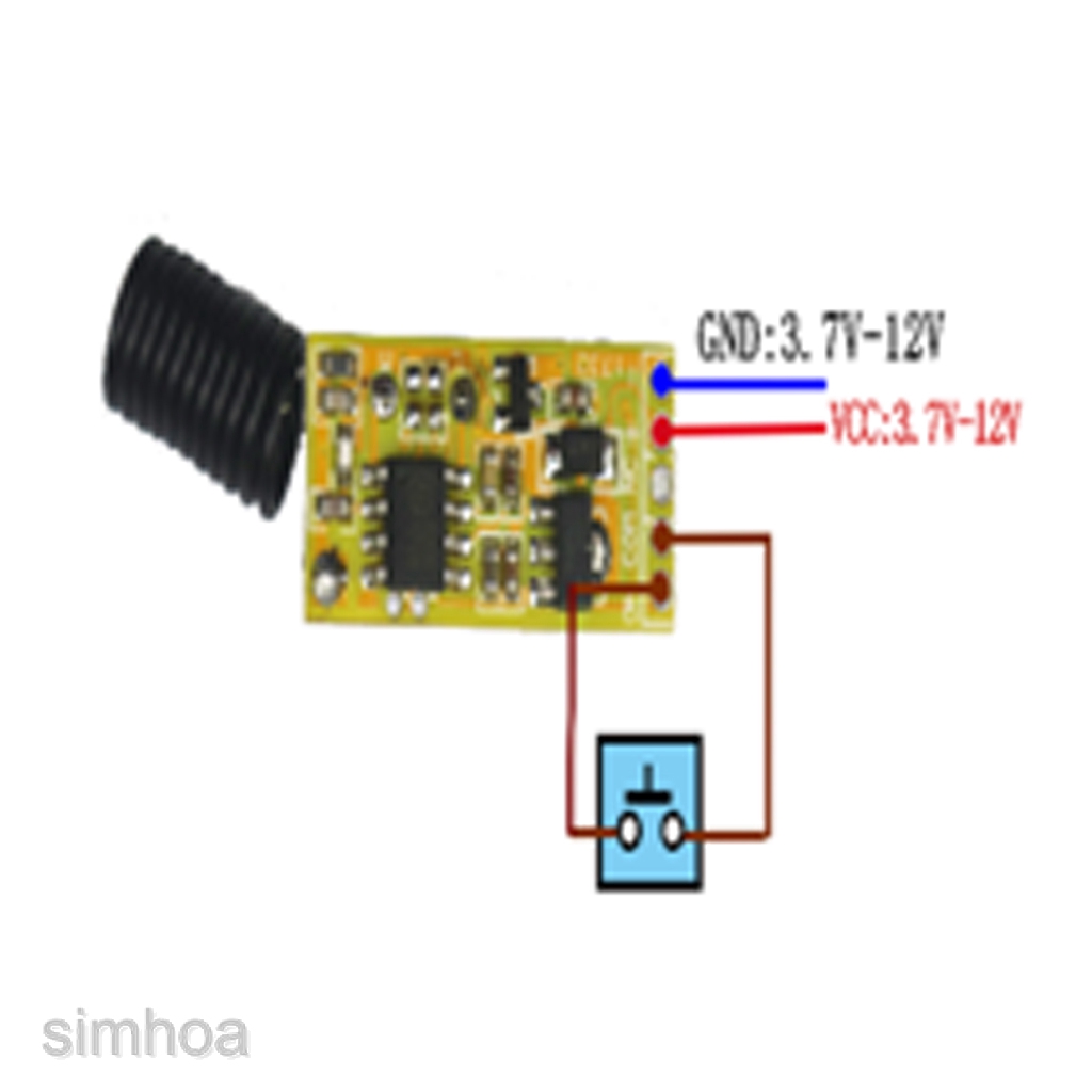 Bộ điều khiển từ xa không dây RF 433MHz 3V-5V-12V-36V kèm mô đun thu cho cửa gara/xe hơi/đèn led