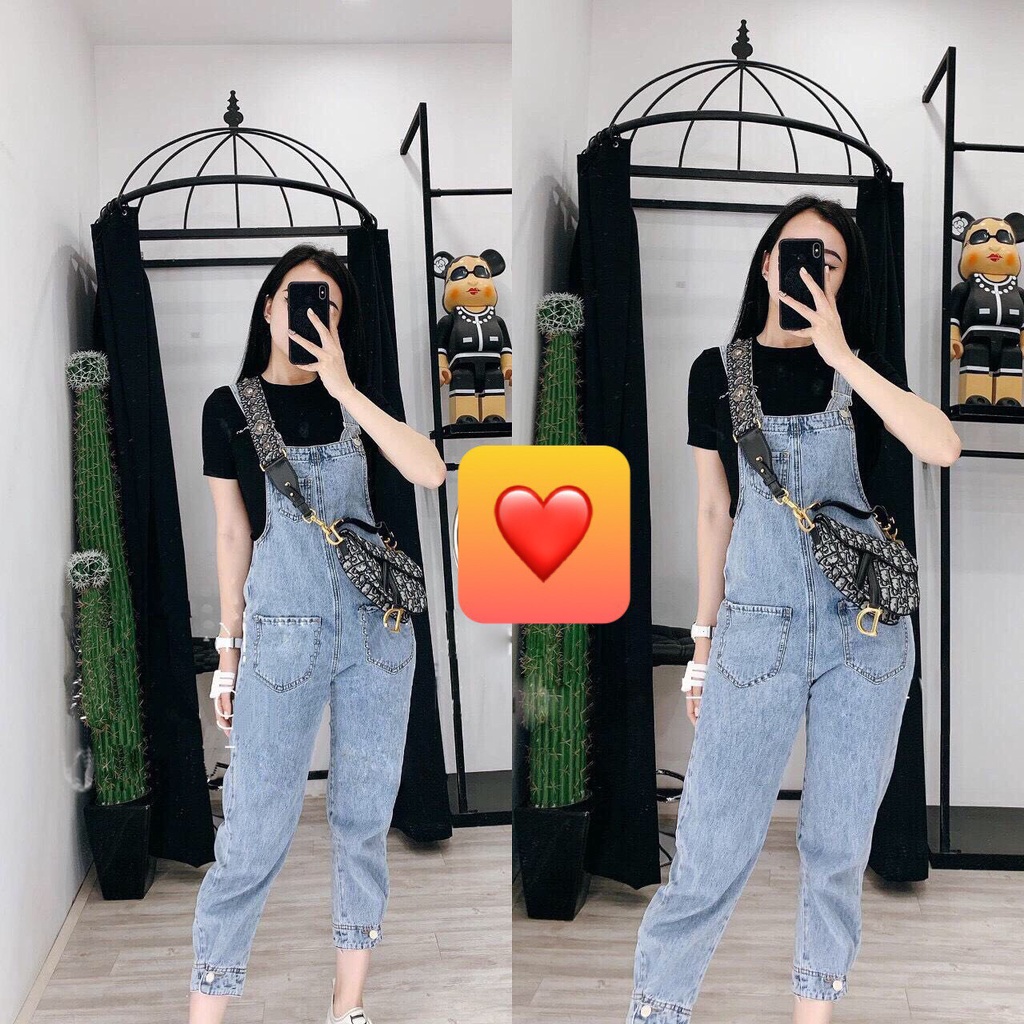 Yếm jean dài nữ cao cấp có túi – yếm bò ulzzang phong cách hàn quốc LB03New trend 2021