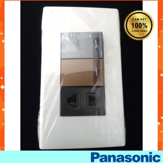 Bộ công tắc, ổ cắm nâu, xám ánh kim Panasonic WIDE Series Made in Thailand