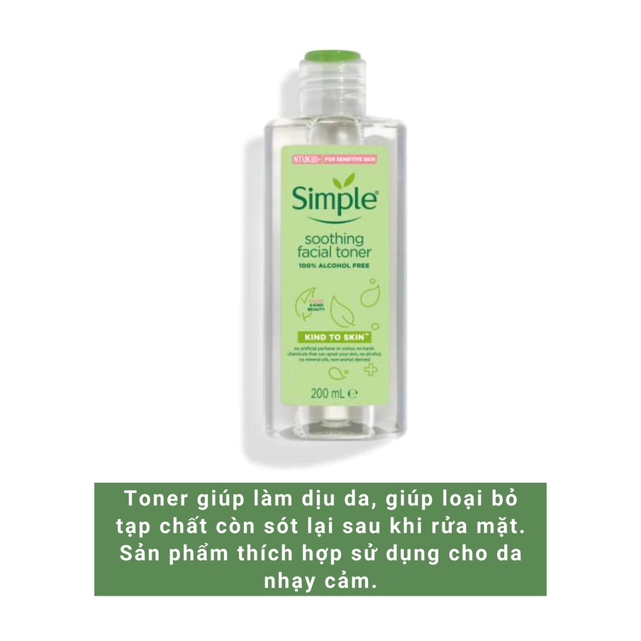 [Mẫu 2020]Nước hoa hồng Simple Kind To Skin Soothing Facial Toner