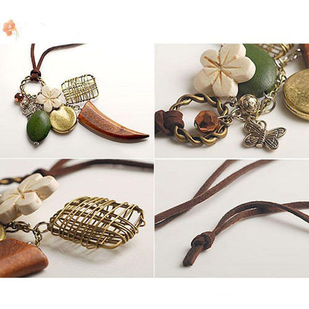 1 Vòng cổ Mặt Hình Tổ Bướm Bằng Gỗ Phong Cách Retro