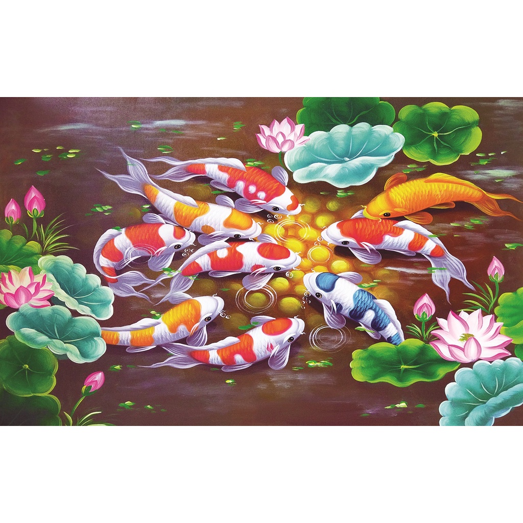 Bộ Tranh Xếp Hình Minh Châu 1000 Mảnh – Cửu Ngư Quần Hội (50x80cm)