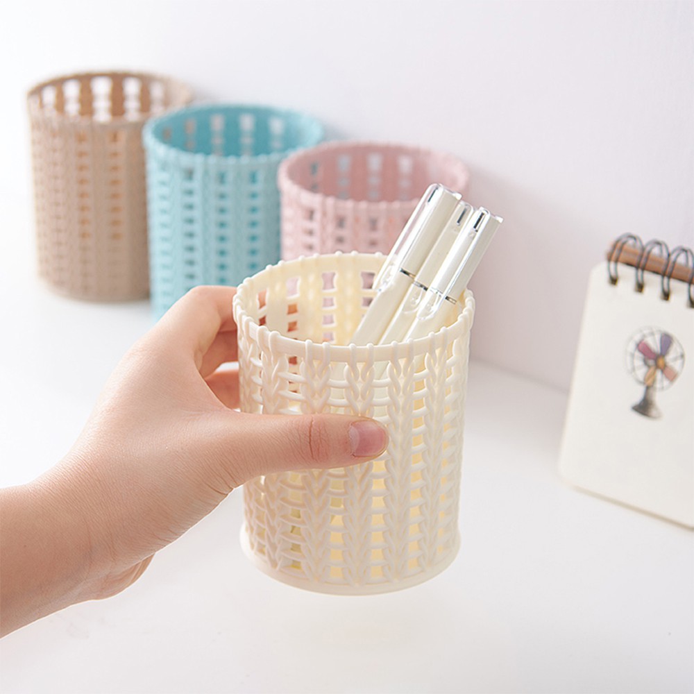 Giỏ Đựng Đồ Họa Tiết Lúa Mạch T8 - Hũ Đựng Bút Tròn Cá Tính