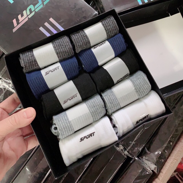 Hộp 10 đôi vớ tất SPORT thể thao cho nam chống hôi chân kháng khuẩn