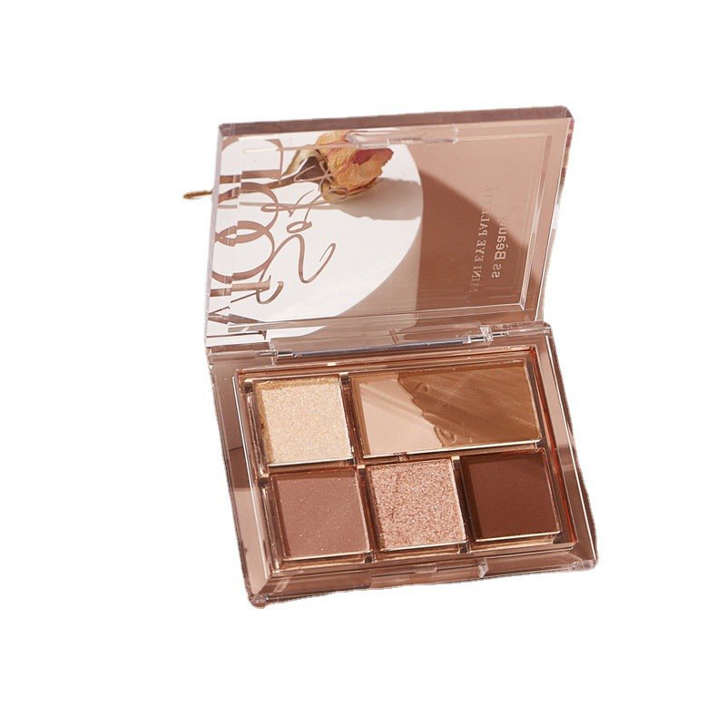 Bảng Phấn Mắt 6 Màu Lì Và Màu Ánh Ngọc Trai Hiệu Kiss beauty Cho Học Sinh