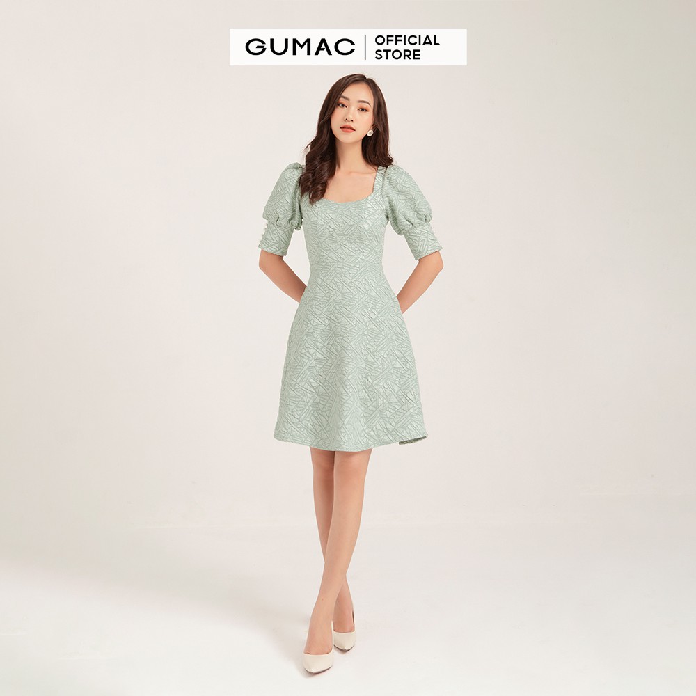Đầm ôm nữ GUMAC vải gấm cao cấp, thiết kế thời trang màu xanh DB1167 | BigBuy360 - bigbuy360.vn