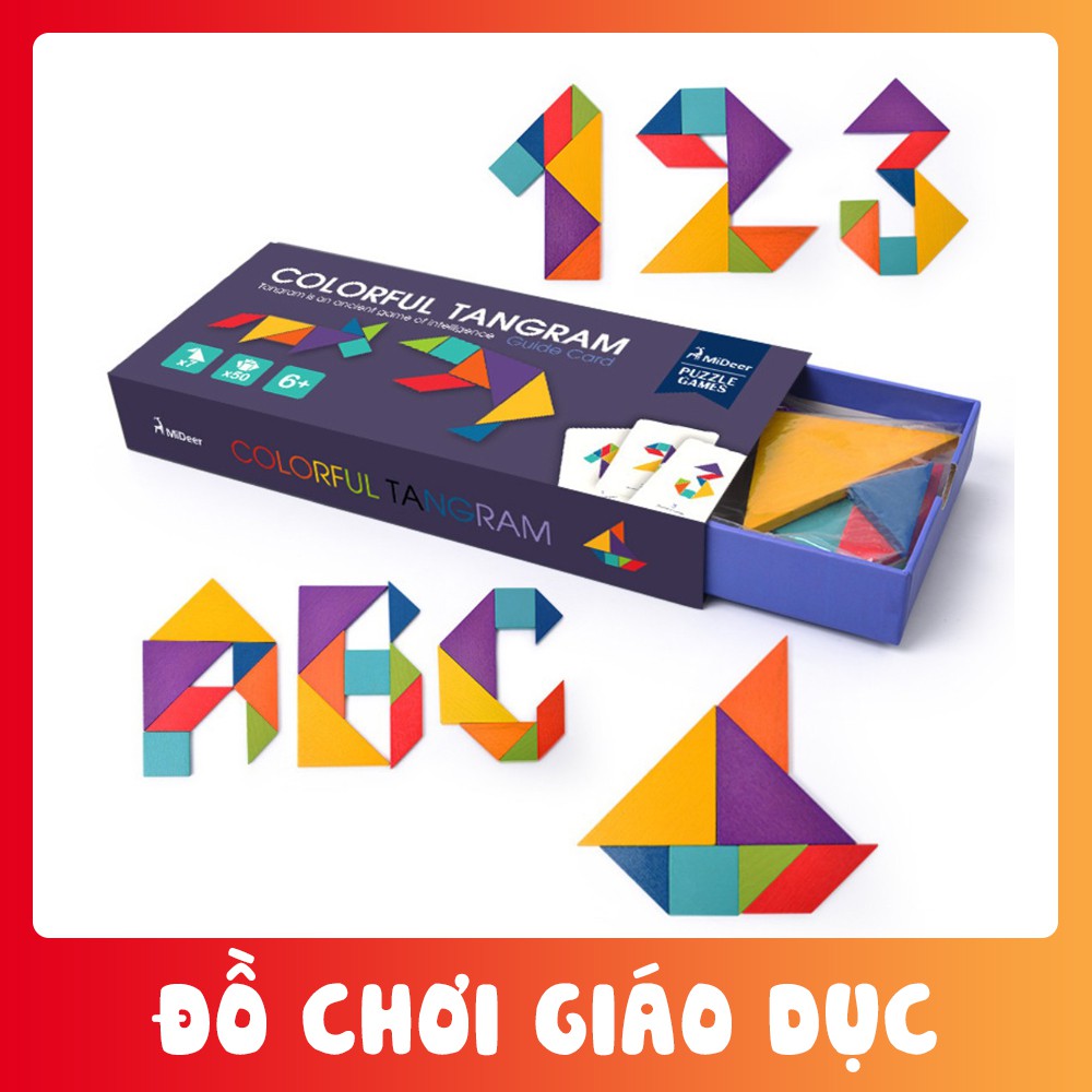 Bộ xếp hình gỗ tangram Mideer