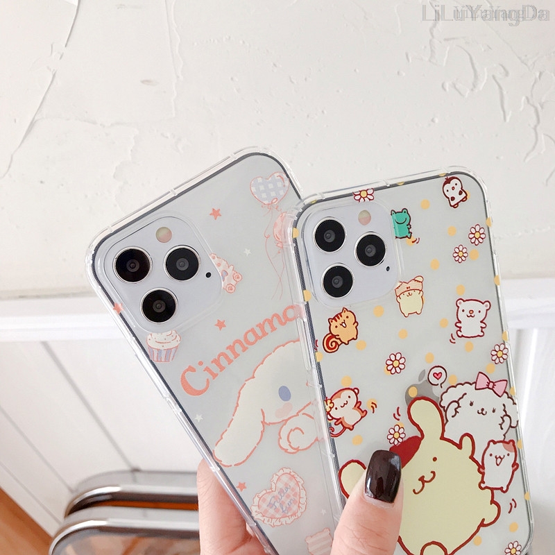 Cartoon pompompurin cinnamoroll dog phone case cho iphone 11 12 13 14 pro max vỏ bọc điện thoại mềm