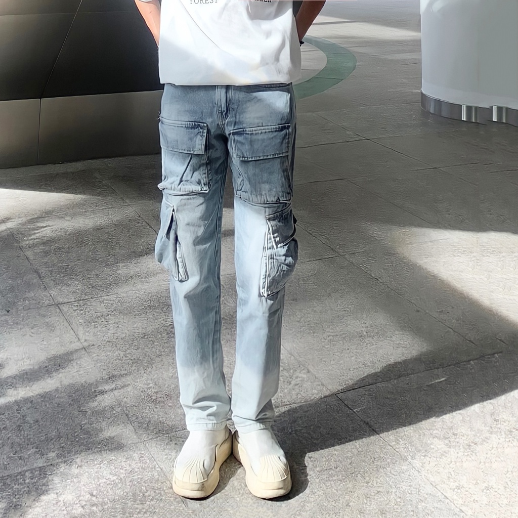 Quần jean nam xanh rách kiểu bo zipper (QJ27)