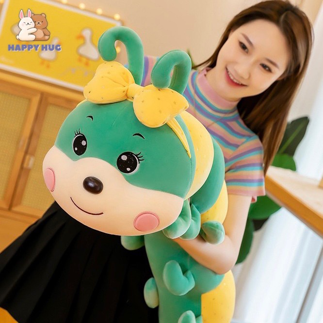 Sâu nhồi bông, gối ôm gấu bông dễ thương cho bé hình con sâu nhiều màu Size 55/80cm - Happy Hug