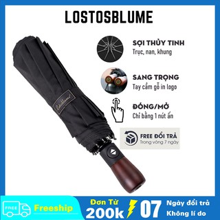 [CAO CẤP] Ô dù tự động 2 chiều, khung xương 10 nan hợp kim chắc chắn, cán gỗ sang trọng, chống thấm nước tốt LOTOSBLUME