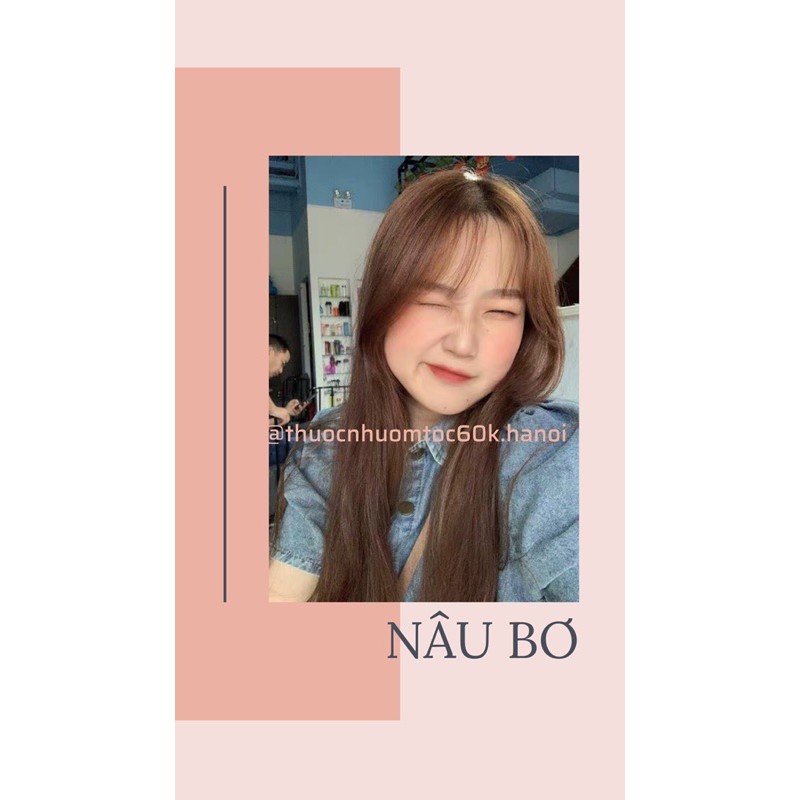 (KO TẨY)Thuốc nhuộm màu NÂU BƠ/NÂU MẬT ONG/NÂU CARAMEL kèm trợ dưỡng găng tay