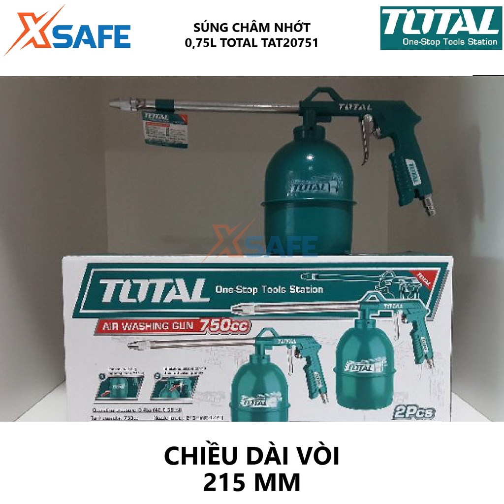 Súng xịt thổi khí TOTAL TAT20751 Súng châm nhớt 3-4bar, chiều dài vòi 215mm, kích thước nhỏ gọn, tay cầm chắc chắn