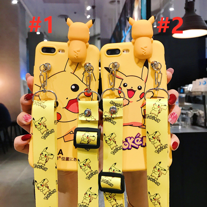 Ốp lưng hình pikachu có dây cho iphone SE 2020 11 pro max 6 6s 6plus 7 8plus X XS XR XSmax