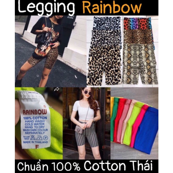Quần Ngố Trên gối, Legging Rainbow Họa Tiết Thái Lan