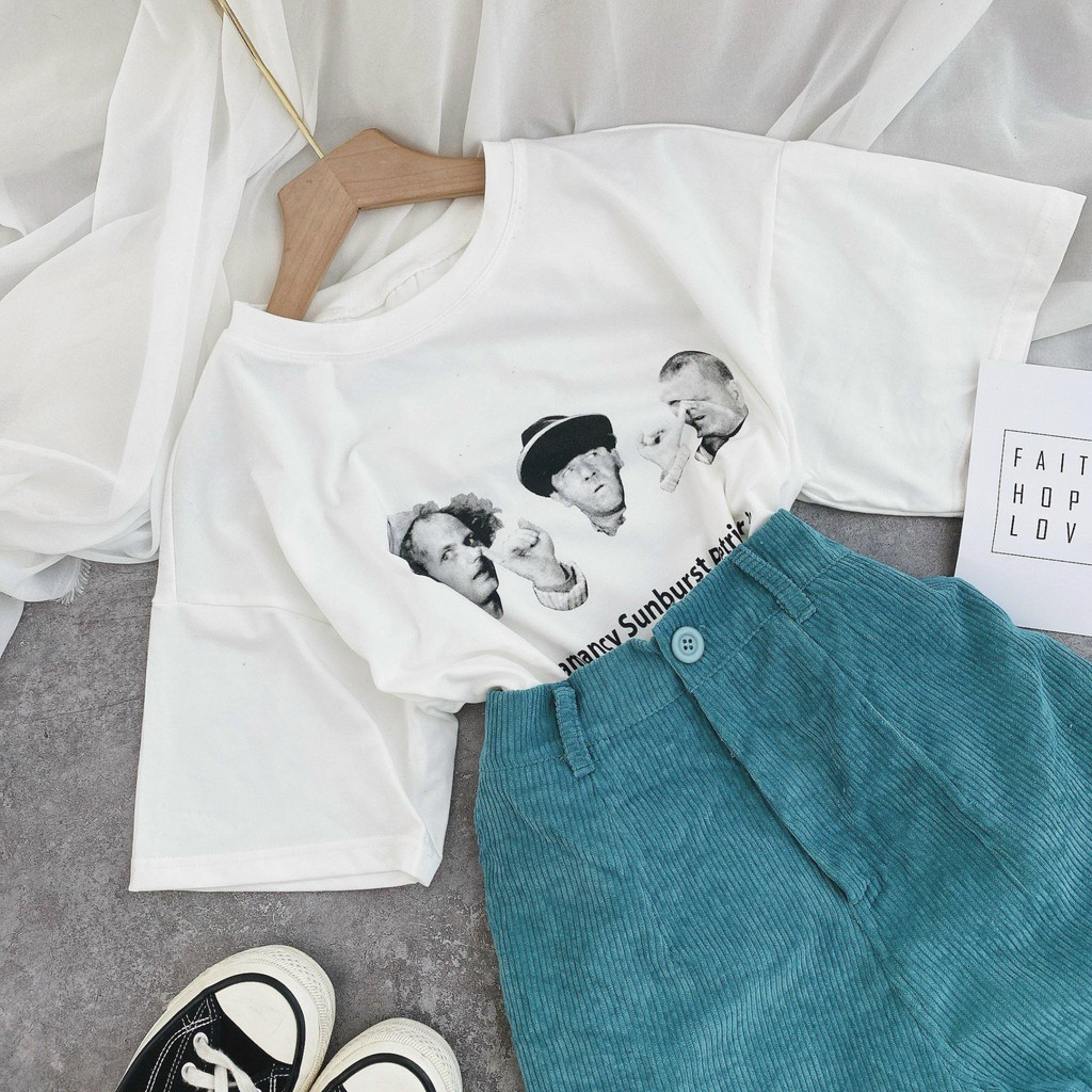 SET PULL TRẮNG HÌNH + QUẦN SHORT NHUNG XANH | BigBuy360 - bigbuy360.vn