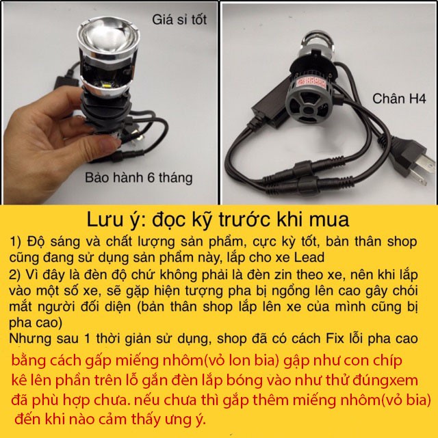 Đèn pha led bi cầu mini RTD (FIX LỖI PHA CAO) MODEL M01B lắp xe máy siêu sáng (BH 7 tháng)