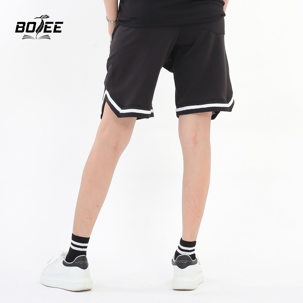 Quần short 1V BOTEE  unisex nam nữ màu đen ống rộng thể thao