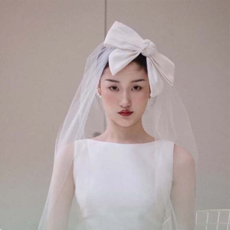 Mạng Che Mặt Bằng Vải Satin Trang Trí Tóc Cho Cô Dâu