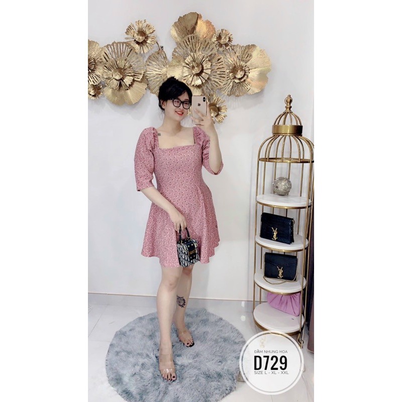 BIGSIZE Đầm nhung hoa D729