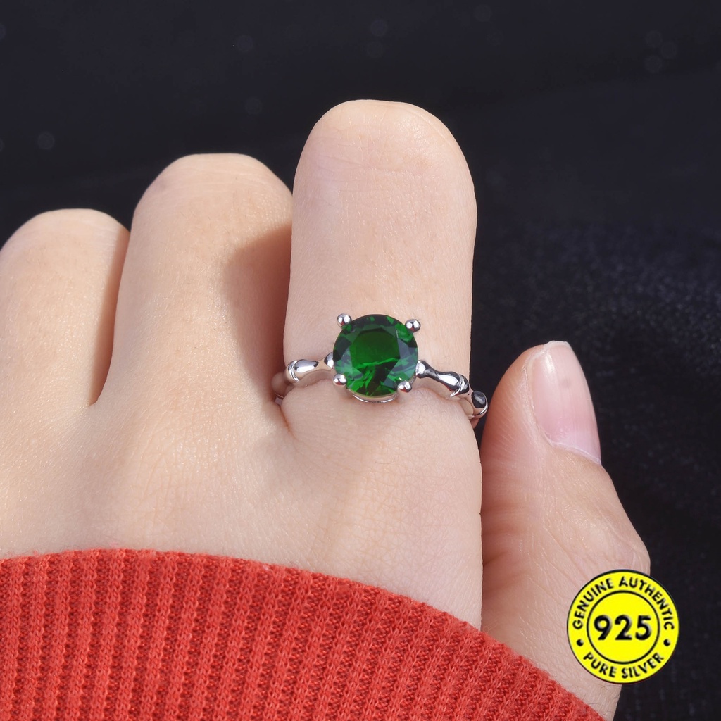 Nhẫn hở hình cây tre đính đá nhiều màu