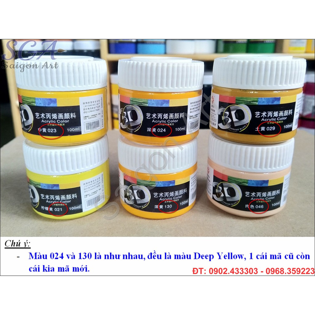 Màu Acrylic Chinjoo-Fanggu 3D 100ml loại THƯỜNG