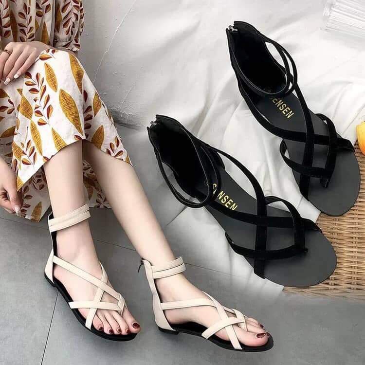 Giày Sandal Chiến Binh Cao Cổ Dây Kéo Xỏ Ngón - Boho Vintage Style