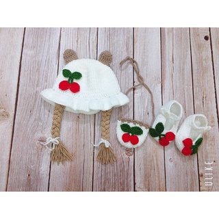 set mũ giả tóc cherry xinh cho bé