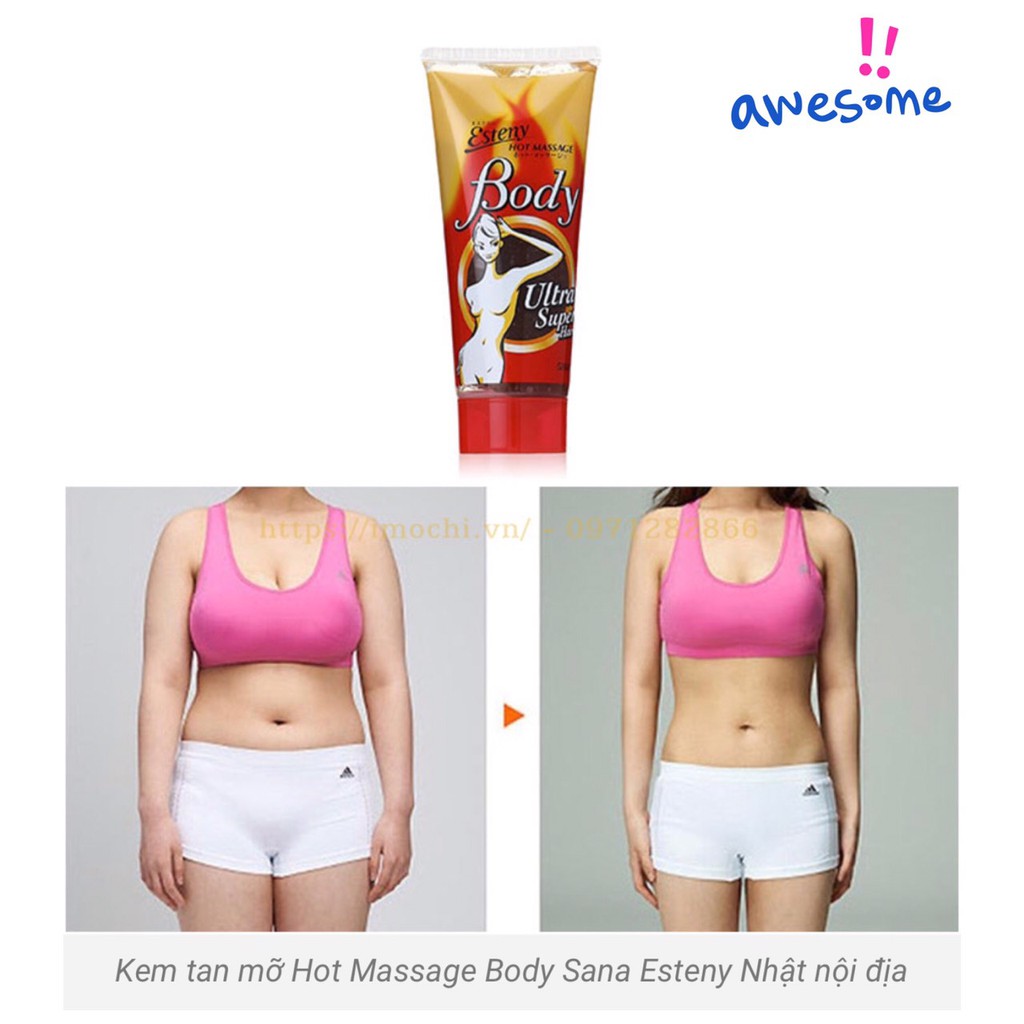 Gel TAN MỠ Esteny Hot Body Massage Gel Nhật Bản 240g tan mỡ bụng và các vùng mỡ thừa trên cơ thể