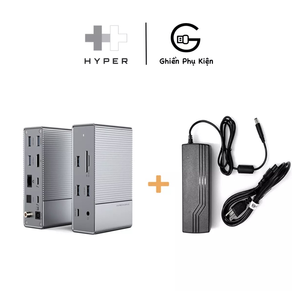 Bộ Cổng Chuyển HyperDrive GEN2 16-IN-1 THUNDERBOLT 3 DOCKING STATION VÀ Bộ Nguồn DC 180W CHO MACBOOK/CHROM/PC/LAPTOP