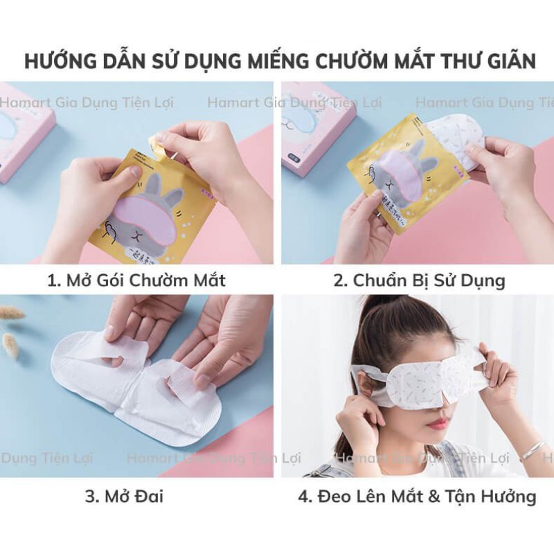 Miếng Chườm Mắt  Chườm Nóng Hơi Nước Thư Giãn Giảm Mỏi Mắt Tăng Cường Thị Lực Kiêm Bịt Mắt Ngủ