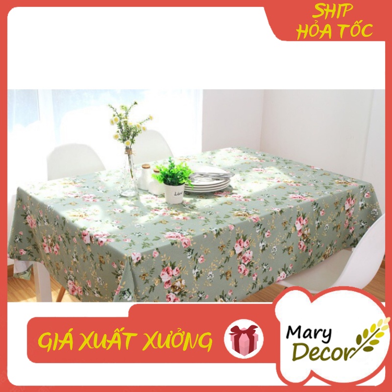 Khăn trải bàn Họa tiết Hoa xanh vintage viền ren (đủ kích thước) - K04