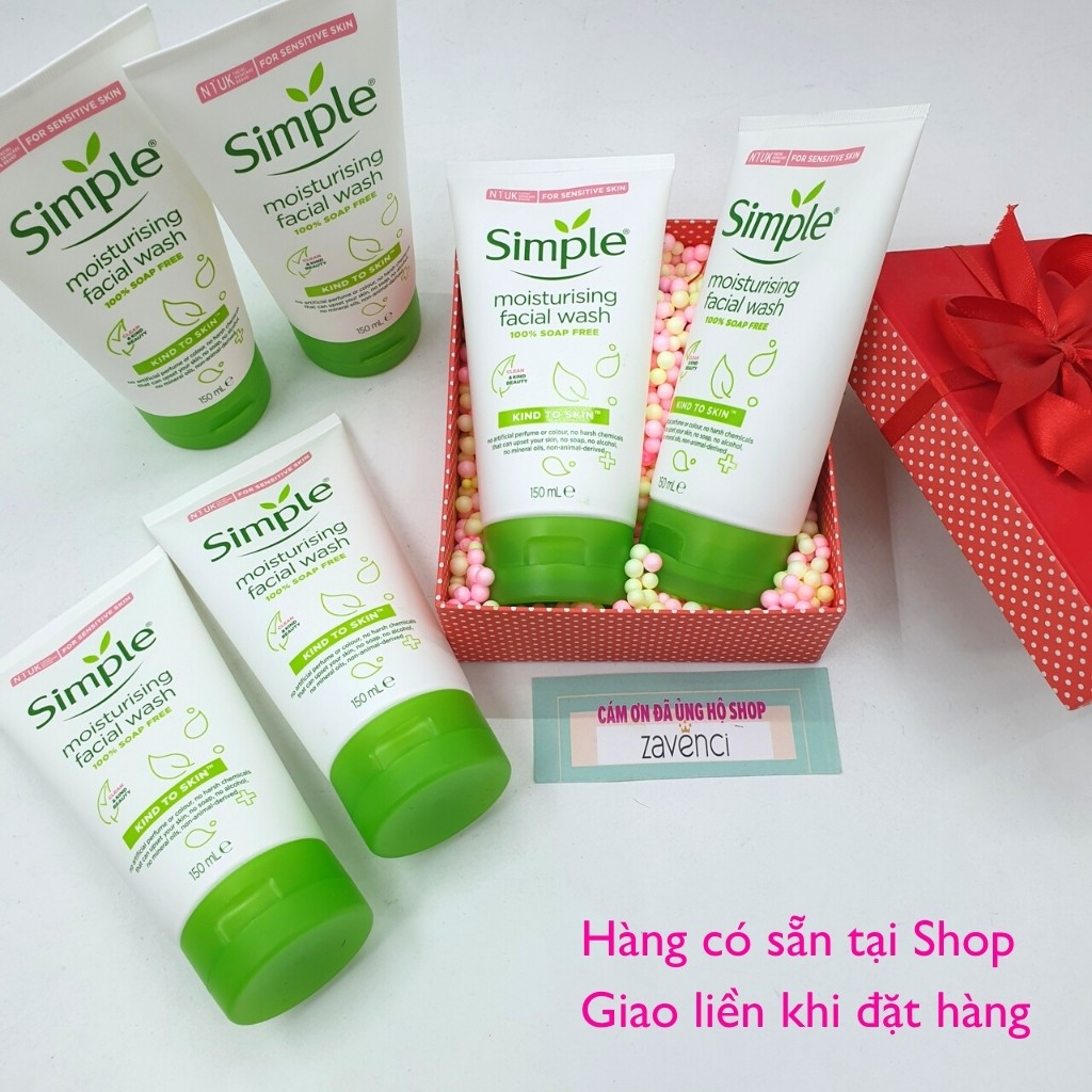 Sữa rửa mặt SIMPLE Moisturising Facial Wash làm sạch sâu dưỡng ẩm kiềm dầu (150ml) | BigBuy360 - bigbuy360.vn