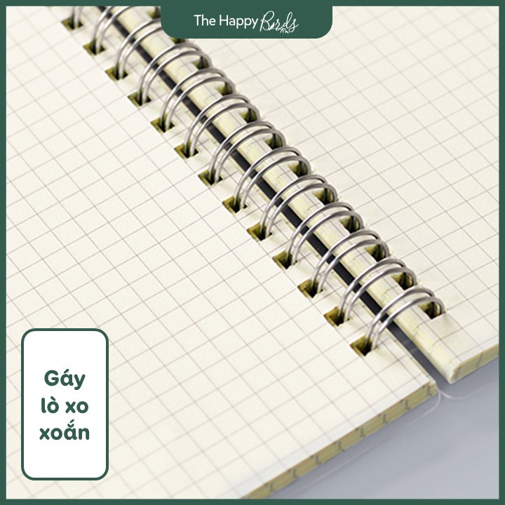 Sổ lò xo A5 B5 bìa trong có dây caro kẻ ngang trơn chấm dot làm sổ tay planner sketchbook