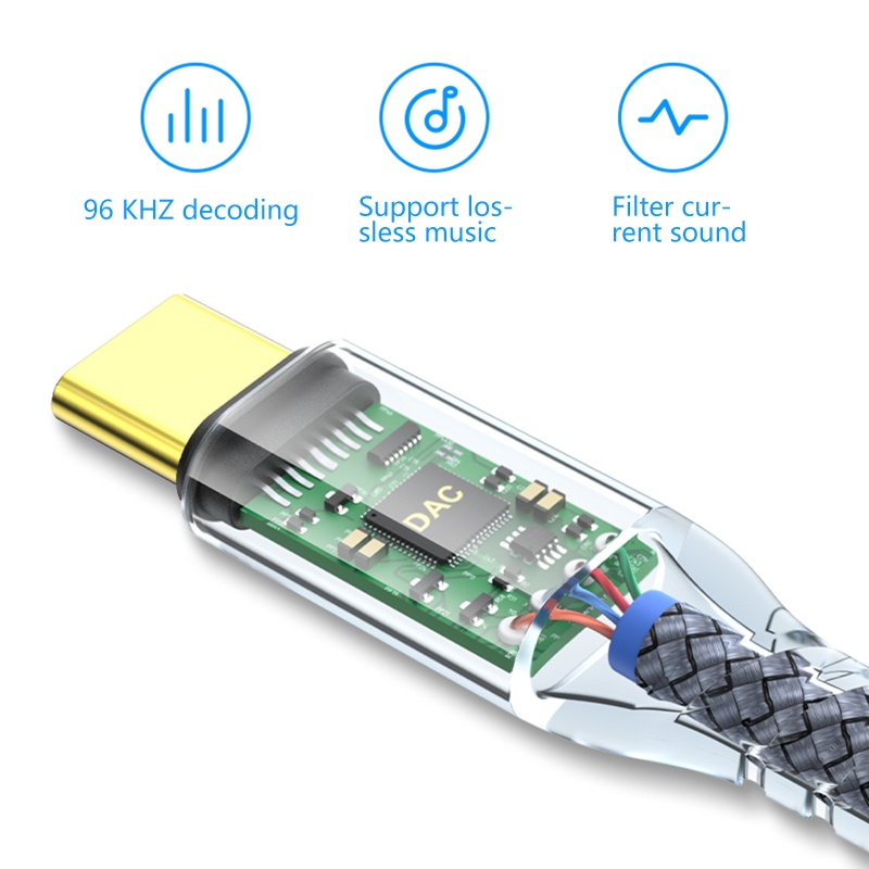 Dây Cáp Chuyển Đổi Type C Sang 3.5mm Bằng Nilon Bện Cho Các Thiết Bị Type-C